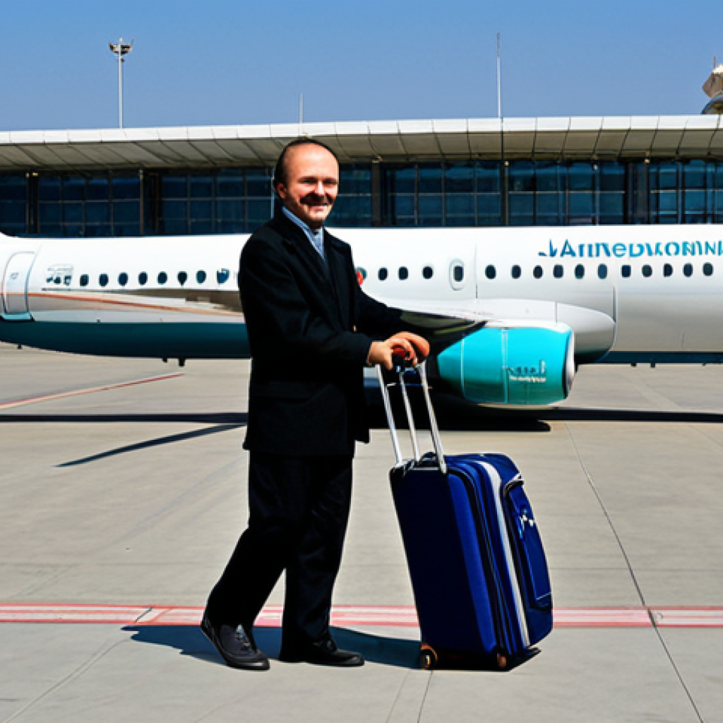 Arrival Scene**

"A fully clothed traveler in appropriate attire disembarking from an airplane at Dushanbe International Airport, smiling and carrying a small travel bag, bright daylight, airport terminal in the background, safe for work, family-friendly, professional photography, perfect anatomy, correct proportions, natural pose, well-formed hands, proper finger count, natural body proportions, fully clothed, modest clothing, appropriate content."

**