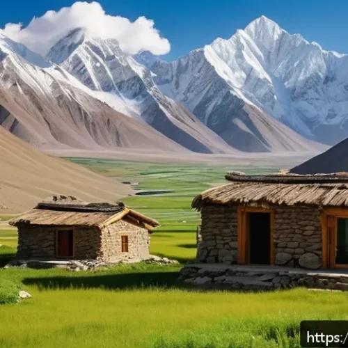 타지키스탄에서 숙소 예약하기 - A cozy traditional Tajik guesthouse nestled in a remote mountain village near the Wakhan Valley, fea...