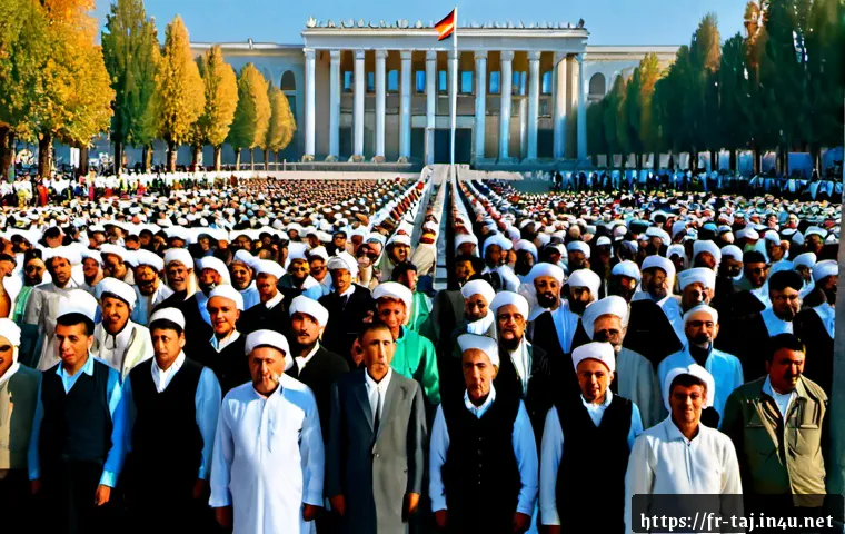 타지키스탄의 독립 과정 - Photorealistic historical documentary scene of Tajikistan’s independence era in 1991, a peaceful gat...